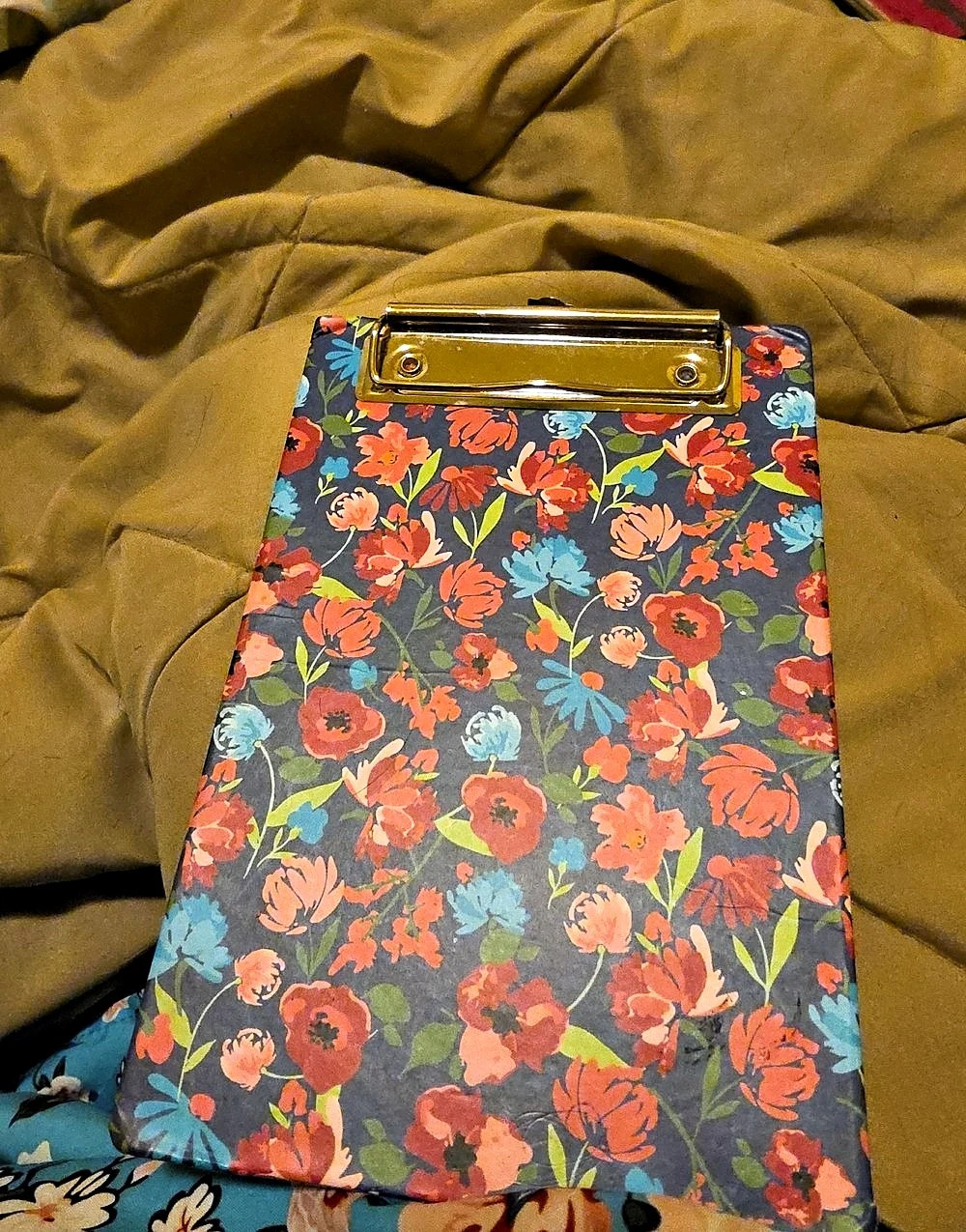 Floral Clutch in Blue & Multicolor Like New